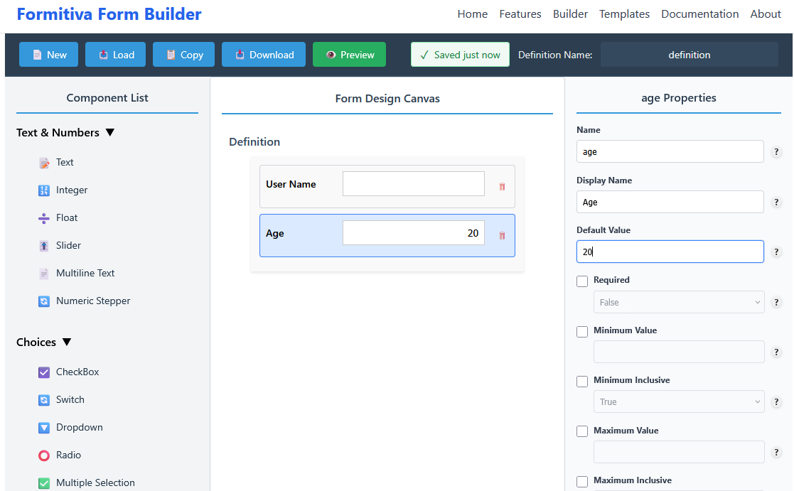 Visual Builder Interface